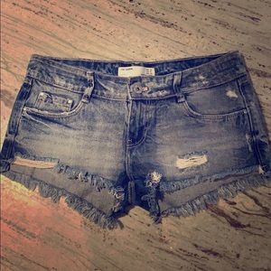 Zara Ripped Denim Shorts
